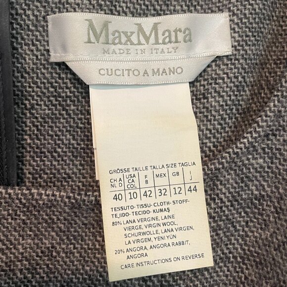 Max Mara Grey Hand-Sewn Sleeveless Wool Midi Dress Size 10 - Picture 8 of 8